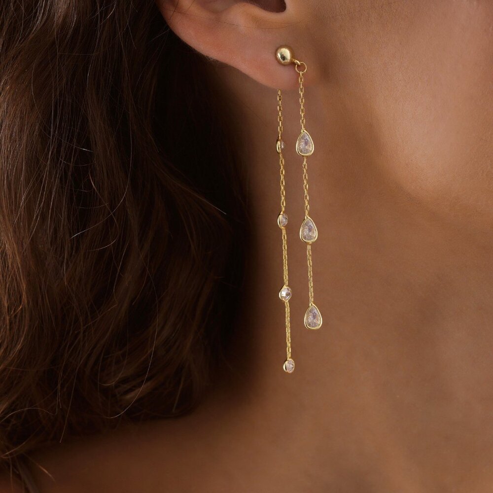 Dangle and Drop Earrings,14K Gold Plated Chain Earrings,Dainty Earrings,925K sil